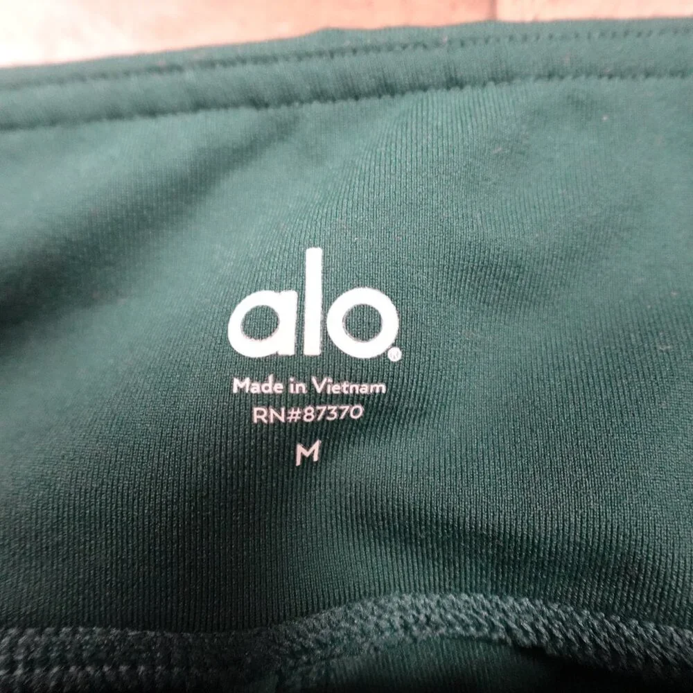 Alo Yoga High-Waist Moto Leggings Women’s Medium Green Ribbed Performance Active